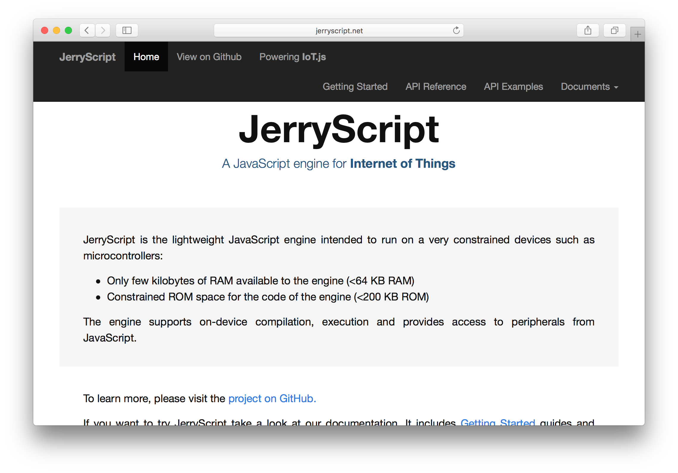 JerryScript website